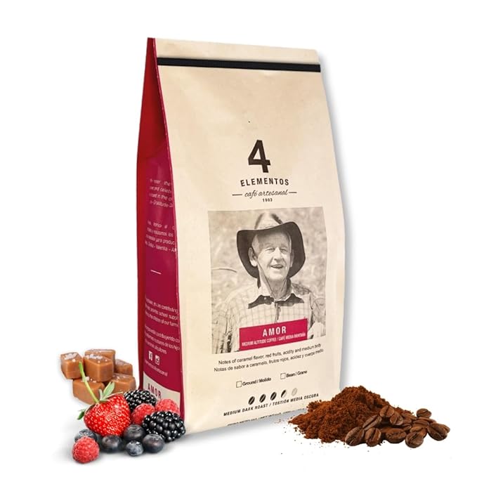 4 Elementos | Ground Specialty Coffee 35 Oz Medium Roast 100% Arabica from Colombia Red Berries &amp Caramel Notes