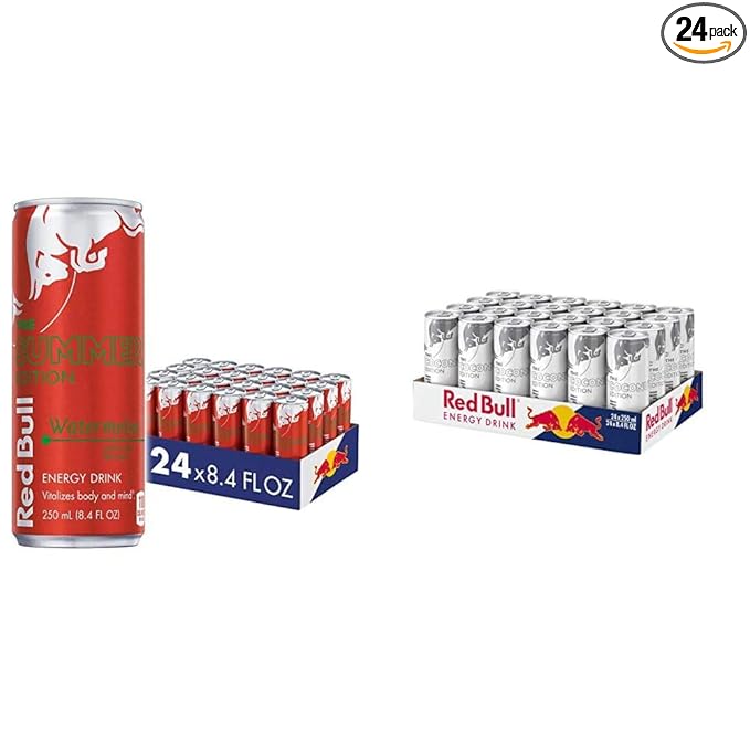 Red Bull Red Edition Watermelon and Coconut Berry Energy Drink Bundle 8.4 Fl Oz Cans (24 Count)