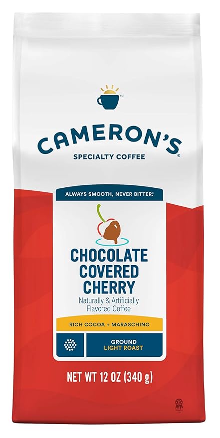 Cameron's Coffee Roasted Ground Coffee Bag Flavored Chocolate Covered Cherry 12 Ounce Pack of 6 - NEW