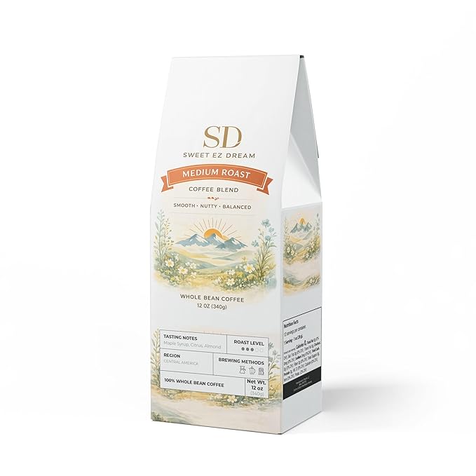 Medium Roast Whole Bean Coffee 12 oz Bag