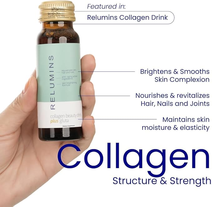Relumins World's Most Advanced Collagen Drink - 10000mg w/Glutathione &amp Antioxidants | USA's No.1 Liquid Collagen Anti-Aging Spring Glow Essentials | Apple Flavor | Made in USA - 20 Bottles