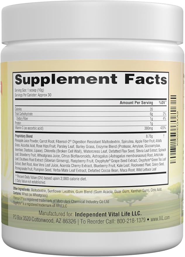 IVL - All Day Energy Greens - Supplement Powder Mix Drink Greens Powder Superfood - Super Greens Blend for Optimal NutritionEnergy &amp DigestionSuperfood Boost(Fruity Flavor)
