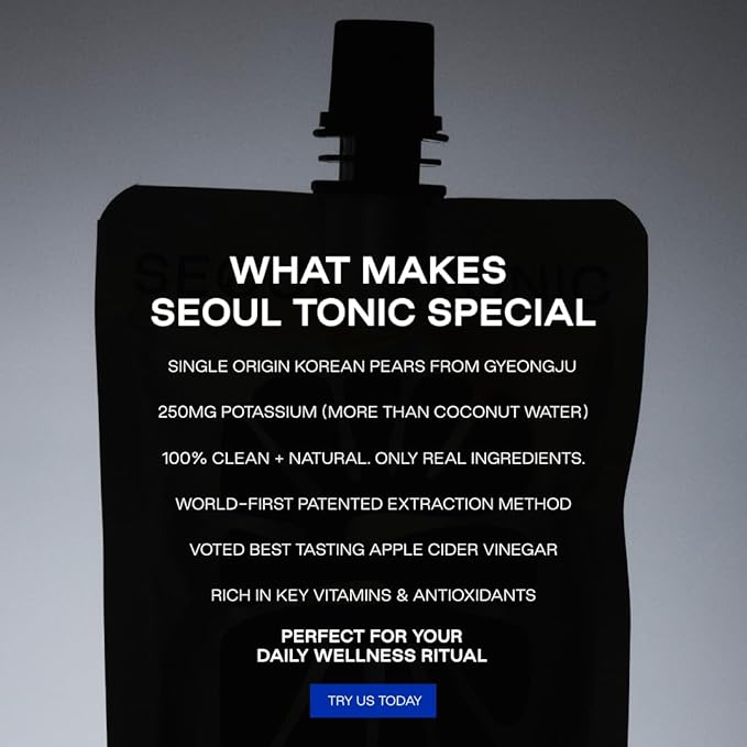 Seoul Tonic Patented Post Party Korean Pear and Apple Cider Vinegar Natural Tonic with Ginseng Patented Formula for Easier Morning with Potassium DHM 100ML Pack of 1