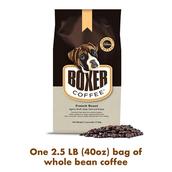 Boxer Coffee Dark Roast Whole Bean – French Roast 2.5 LB Bag – Specialty Grade Gourmet Artisan Coffee