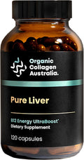 Organic Collagen Australia Pure Liver Capsules - Grass-Fed &amp Pasture-Raised – Source of B12 Energy Immune Support Muscle Strength &amp Metabolism Aid (120 Capsules)