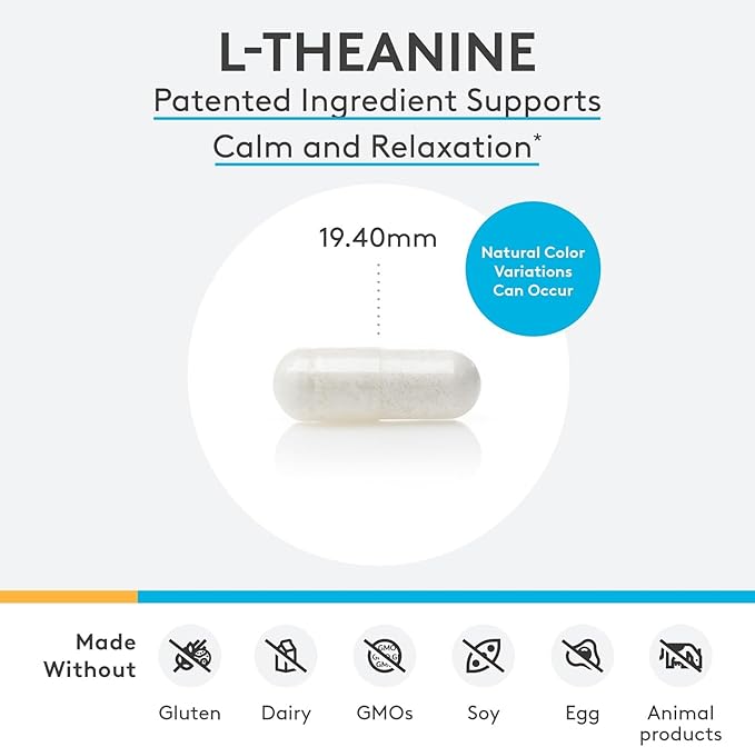XYMOGEN L-Theanine - Patented Suntheanine L theanine 400mg Per Serving - Amino Acid Supplement to Support Calm + Relaxation Without Drowsiness Liver Health (60 Capsules)