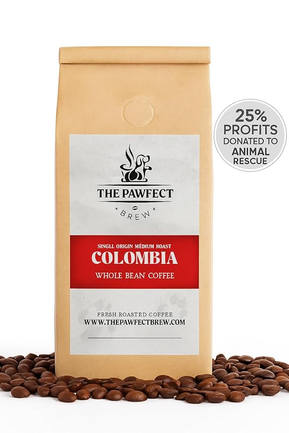 Dog Lover's Coffee – Colombia Single-Origin Medium Roast by The Pawfect Brew | Washed &amp Sun-Dried Medium Acidity &amp Smooth Body | 25% of Profits Donated to Animal Rescue | Drip Coffee 2LB
