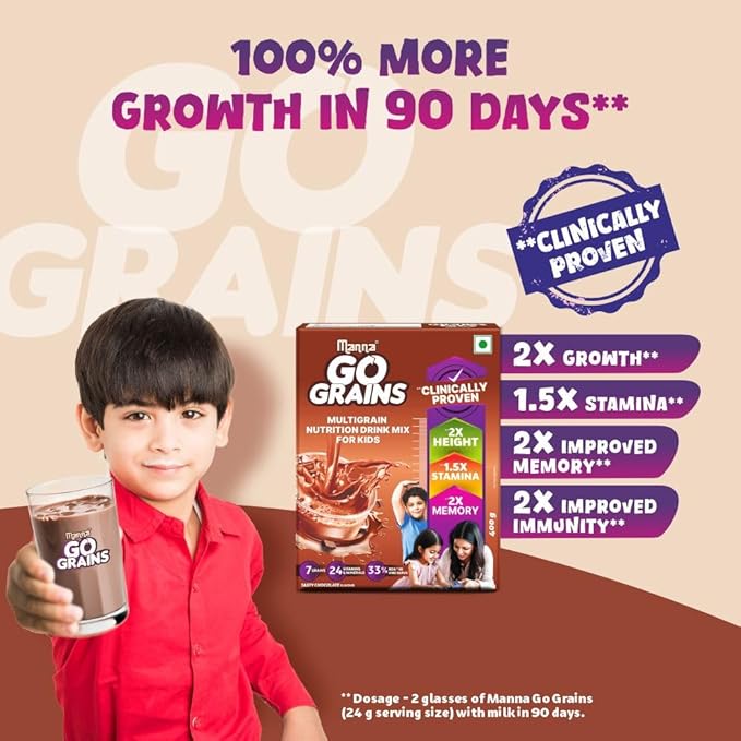 Manna Go Grains - Multigrain Instant Drink Mix - 400g Pack (Chocolate Flavour)