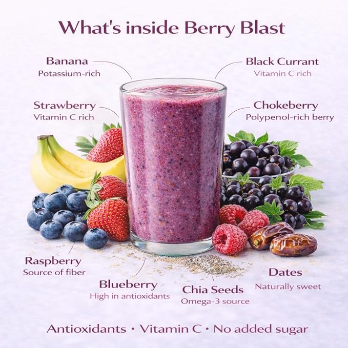 Berry Blast Smoothie Mix – Freeze Dried Fruit Smoothie Powder for Smoothies &amp Shakes Just Add Water or Milk 10 Servings