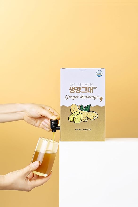 Korean Ginger Juice Concentrate 1kg – Low-Temp Extract Less Spicy Easy on Stomach – Make 6L+ Ginger Tea – No Additives HACCP Certified – 생강즙