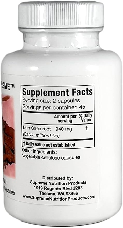 Supreme Nutrition Dan Shen Supreme 90 Pure Red Sage Vegetarian Capsules