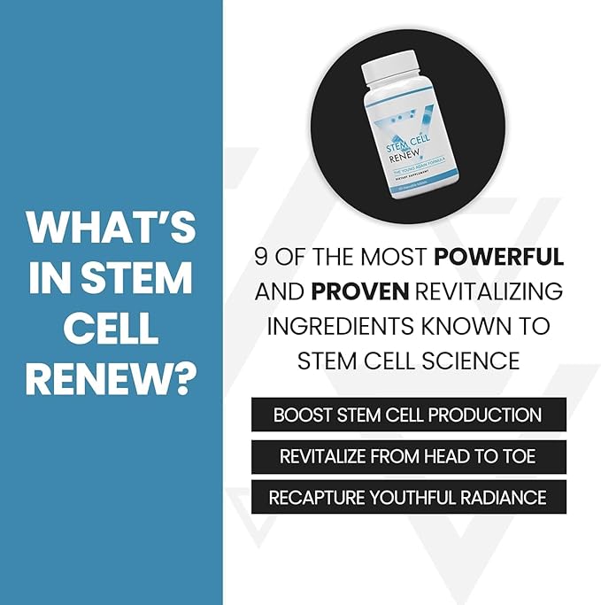 Stem Cell Renew | Boost Your Natural Supply of Stem Cells to Strengthen Mental Sharpness Help Slow Signs of Aging and Restore Youthful Energy - Created by NASA Scientist | 1-Month Supply (120 count)