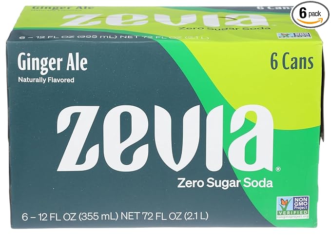 Generic Z e v i a Zero Calorie Soda Ginger ale 12 Ounce Cans (Pack of 6)
