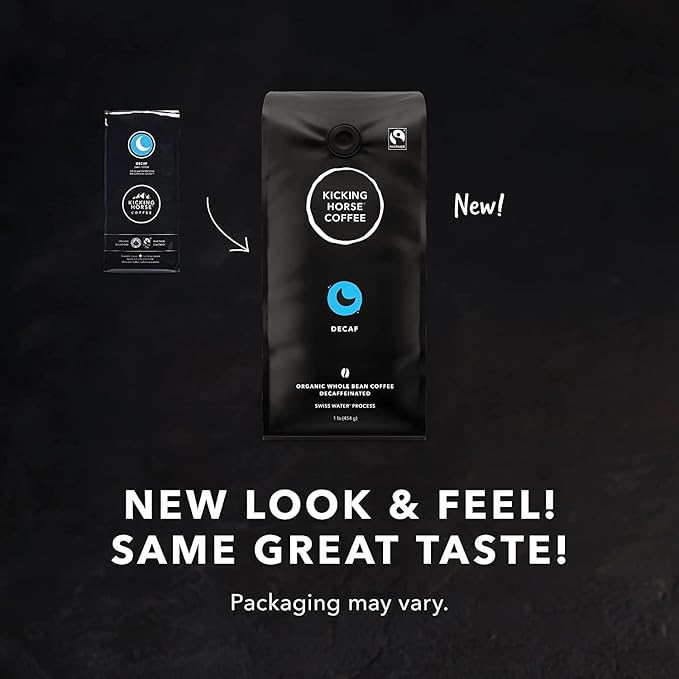 Kicking Horse Coffee Decaf Swiss Water Process Dark Roast Whole Bean 1 lb - Certified Organic Fairtrade Kosher Coffee