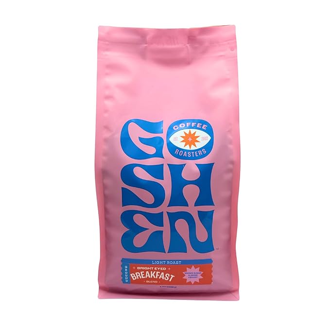 Goshen Coffee Roasters Ground Bright Eyed Breakfast Blend | Light Roast Brewed or Espresso | Award-Winning - Natural and Washed | Vibrant Almond Brown Sugar Flavors | 5 lb Bag