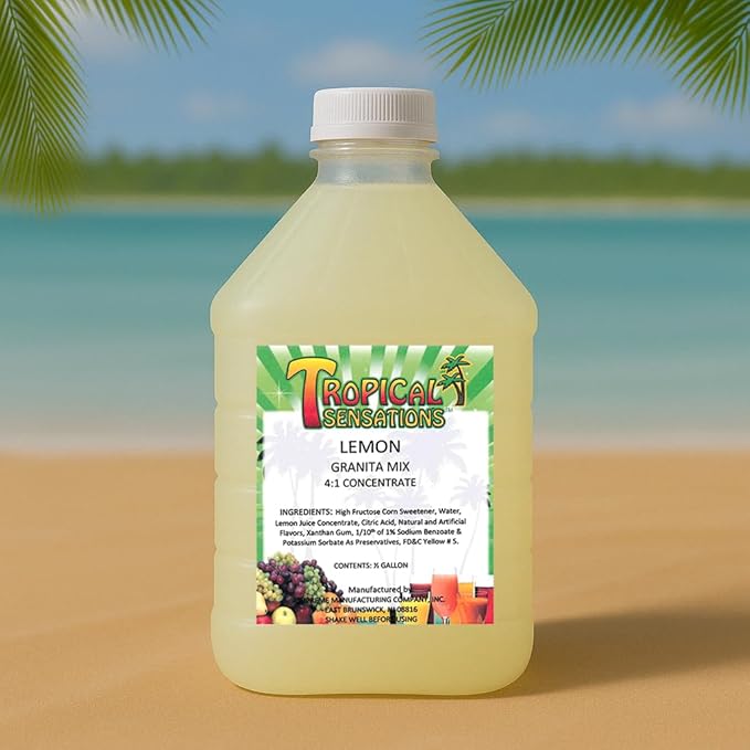 Tropical Sensations Lemon Granita Slushie Mix – 6 Bottles 64 oz Each – Non-Alcoholic Frozen Drink Mix for Slush Machines – Bulk Case
