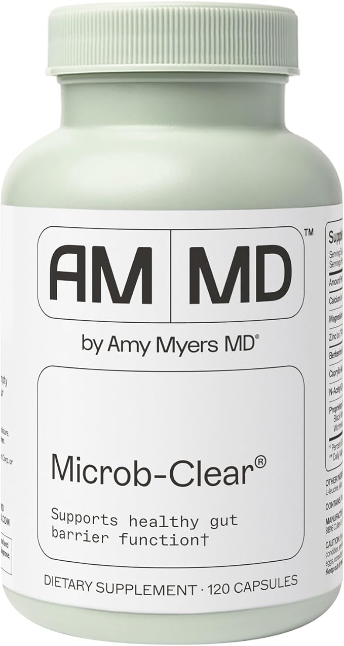 Amy Myers MD Microb-Clear - Microbiome Balance Support - Aids Gut Health Daily Bowel Movements &amp Bloating - Supports Healthy Gut Flora - Gluten-Free Dairy-Free &amp Non-Soy - 120 Capsules (60 S