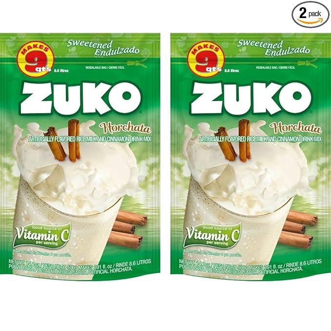 Zuko Horchata Instant Powder Drink | Family Pack | No Sugar Needed | Vitamin C | 14.1 Ounce (Pack of 2)