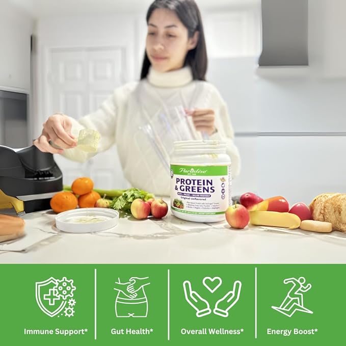 Paradise Herbs ORAC Energy Proteins &amp Greens Powder Antioxidant Power of 24 Servings of Fruits &amp Vegetables in 1 Scoop + 20g Protein Vanilla 14 Servings
