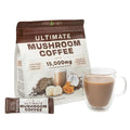 Nature's Liquids Ultimate Mushroom Coffee Latte - 15000 mg Organic Fruiting-Body Mushrooms per Serving - Lion's Mane Turkey Tail Cordyceps - Focus &amp Immune Support - 30 Stick Packs
