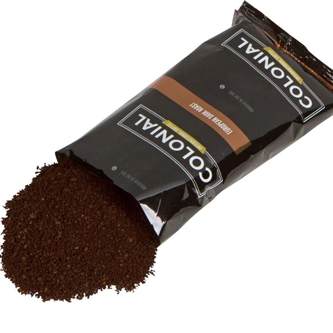 Colonial Coffee Packets Pre Ground Coffee Packs European Dark Roast Coffee Bulk Single Pot Bags for Drip Coffee Makers 2.5 Ounce (Pack of 80)