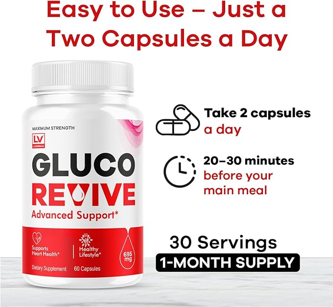 (2 Pack) Gluco Revive Capsules - Official GlucoRevive Advanced Formula Support Pills - Maximum Strength Natural Gluco Revive Vitamins for Overall Health &amp Wellness Reviews 120 Capsules for 2 Mon