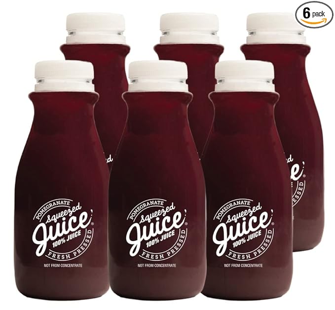 Squeezed Juice 100% Pomegranate Juice 11 FL OZ 6 Pack Bottles | HPP Pasteurized | Not from Concentrate | Fresh Pressed | California Fruit Juice | Kosher
