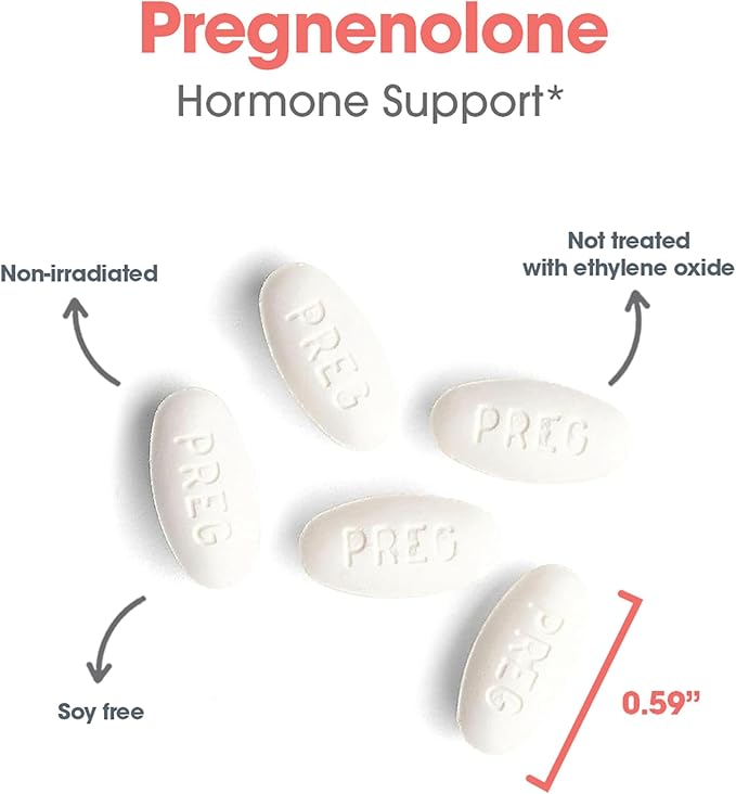 Allergy Research Group ARG Pregnenolone 100 mg - Micronized Hormone Precursor Support - Highly Bioavailable - Hypoallergenic - 60 Servings - 60 Scored Tablets