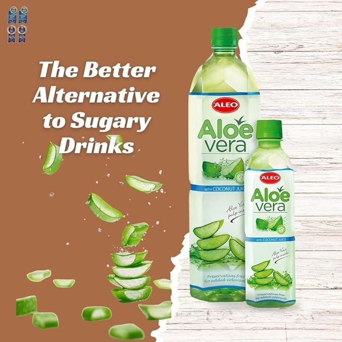 ALEO 0.5L x 24 Premium Coconut Aloe Vera Drink - Natural No Preservatives No Artificial Colors Superior Taste Award 2025