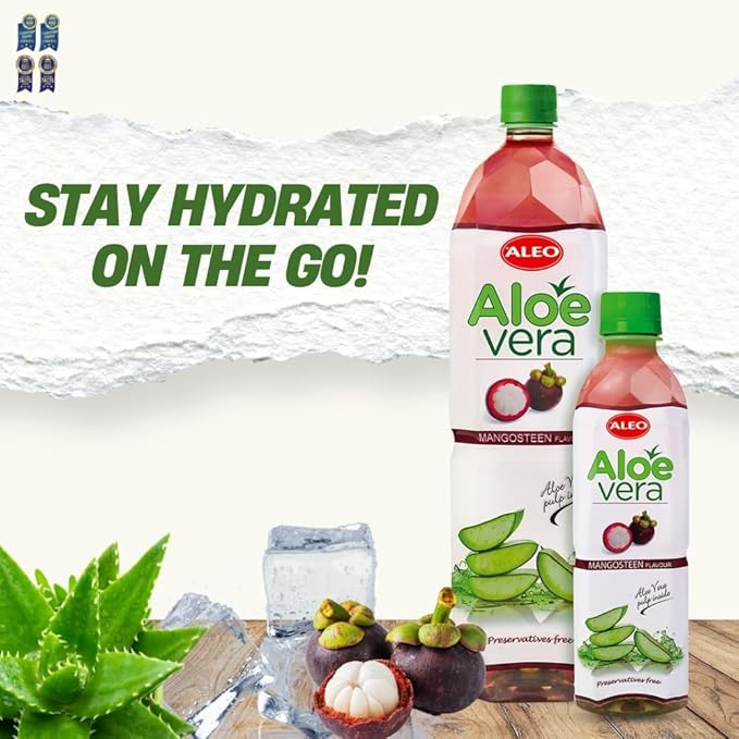 ALEO 0.5L x 24 Premium Mangosteen Aloe Vera Drink - Natural No Preservatives No Artificial Colors Superior Taste Award 2025