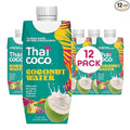 Thai Coco Organic Coconut Water 100% Pure &amp Unsweetened No Sugar Added USDA Organic Natural Electrolytes Hydration Drink 11.2 fl oz Tetra Carton (Pack of 12)