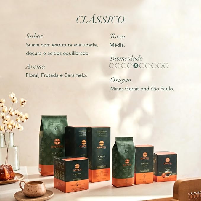 ORFEU - Specialty Coffee Classic - Drip Sachet - Arabica Medium Roast with Notes of Floral Fruity &amp Caramel - Velvety Smooth Body - 10 Units (3.52oz/100g)