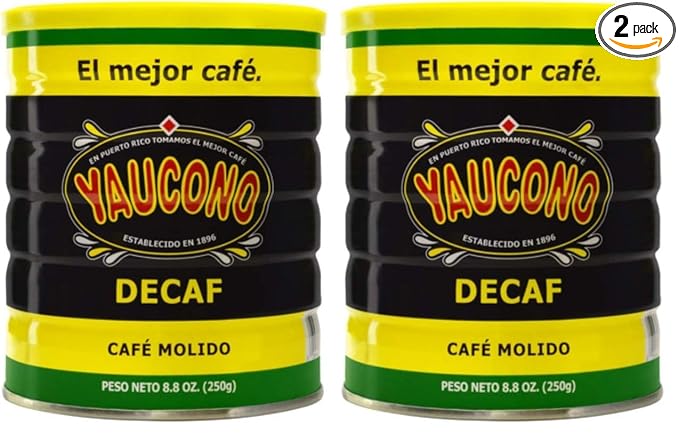 Yaucono Decaf Ground Coffee 8.8 Ounce Canister (Pack of 2)