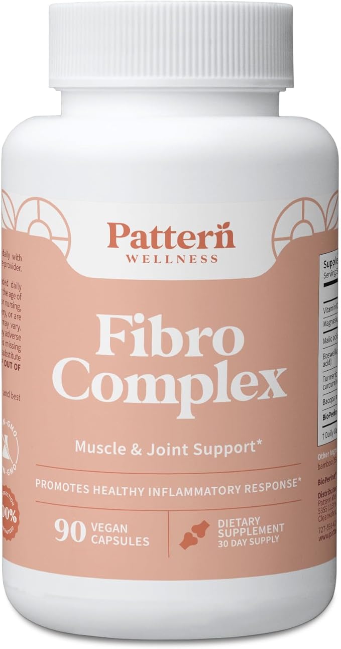 Pattern Wellness Fibro Complex – Advanced Formula with BioPerine® for Nutrient Absorption – Supports Muscle Joint &amp Mobility Health – 90 Vegan Capsules