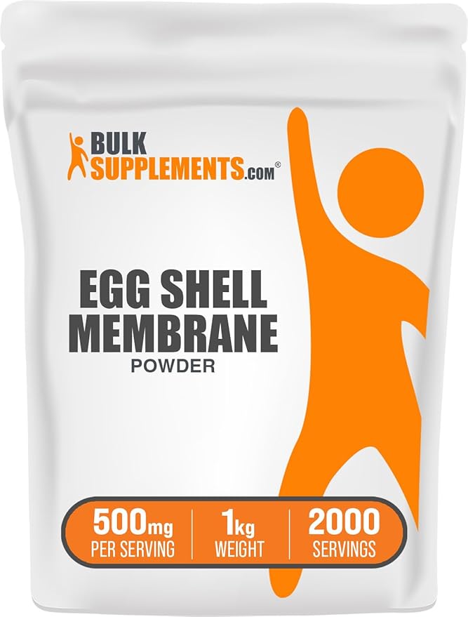 BulkSupplements.com Egg Shell Membrane Powder - Collagen Powder Suplement Dairy-Free &amp Gluten Free 500mg per Serving 1kg (2.2 lbs) (Pack of 1)