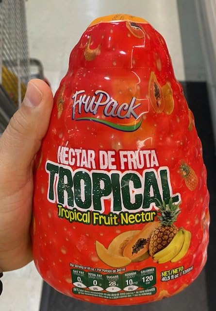 Tropical Fruit Nectar Juice – Papaya Banana Pineapple &amp Melon Blend – 100% Natural Flavor No Preservatives Gluten-Free Low Sodium – 40.5 fl oz (1200 mL) Bottle Frupack
