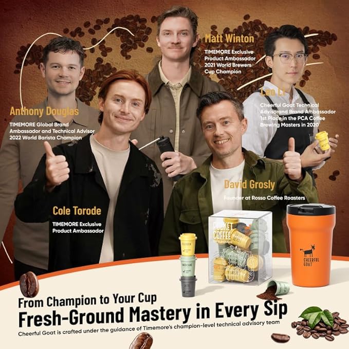 CheerfulGoat Instant Cold Brew Coffee – Speciality Pocket Coffee 100% Arabica Freeze Dried for Ultimate Freshness No Sugar No Additives Low Acid Healthy for Iced &amp Hot 15 Servings (MIX)