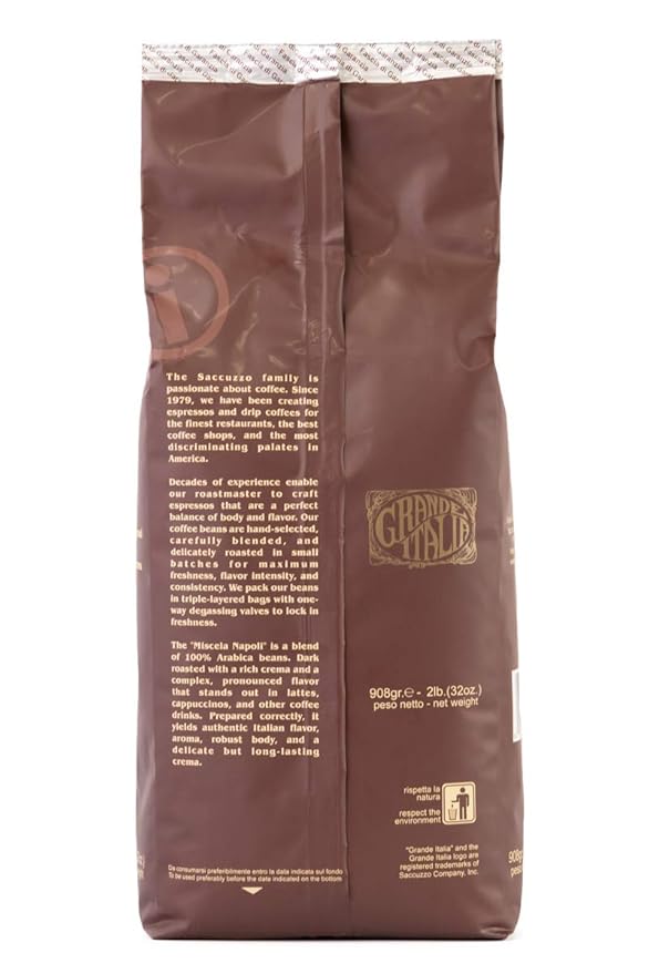 Grande Italia Espresso Small Batch Artisan Roasted Miscela Napoli 2 Lbs. (Pack of 2)