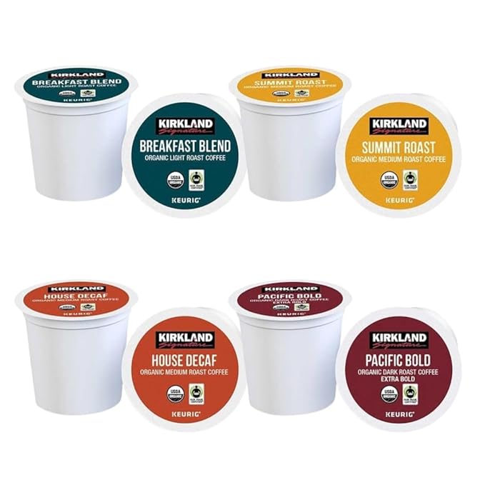 Kirkland Signature Organic K-Cups Variety Pack - Arabica Single Serve Coffee Pods for Keurig Makers - 48 Pods in ComboCreations Box - Perfect for Holiday Gifts Parties &amp Beverages