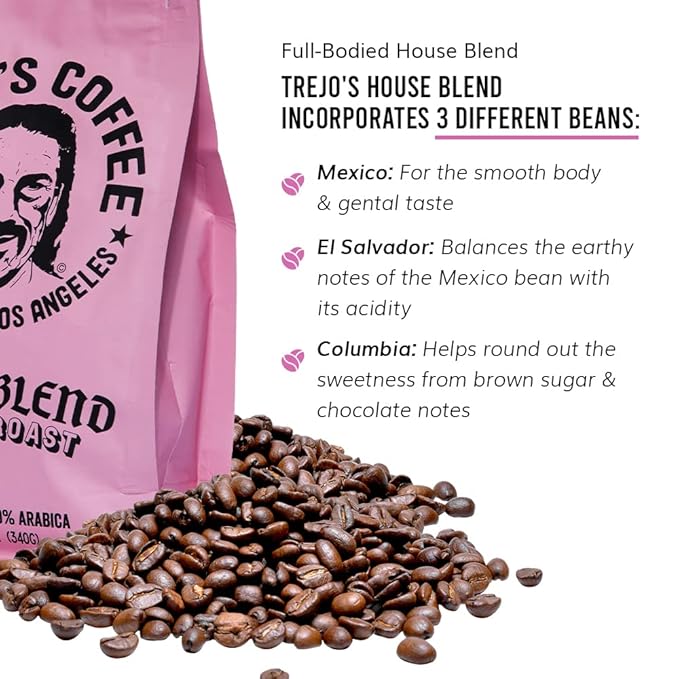Trejo's Coffee House Blend Medium Roast Whole Bean Coffee 5 lbs Bag 100% Arabica