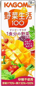 Kagome Yasai Seikatsu Vegetable Life 100 Mango Salad 200ml (Pack of 12) Japanese Carrot &amp Mango Vegetable &amp Fruit Juice MADE IN JAPAN Limited Stock