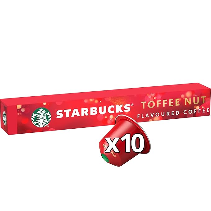 STARBUCKS Toffee Nut Flavoured Coffee Capsules by Nespresso Blonde Roast Coffee x10 (Pack of 6 Total 60 Capsules)