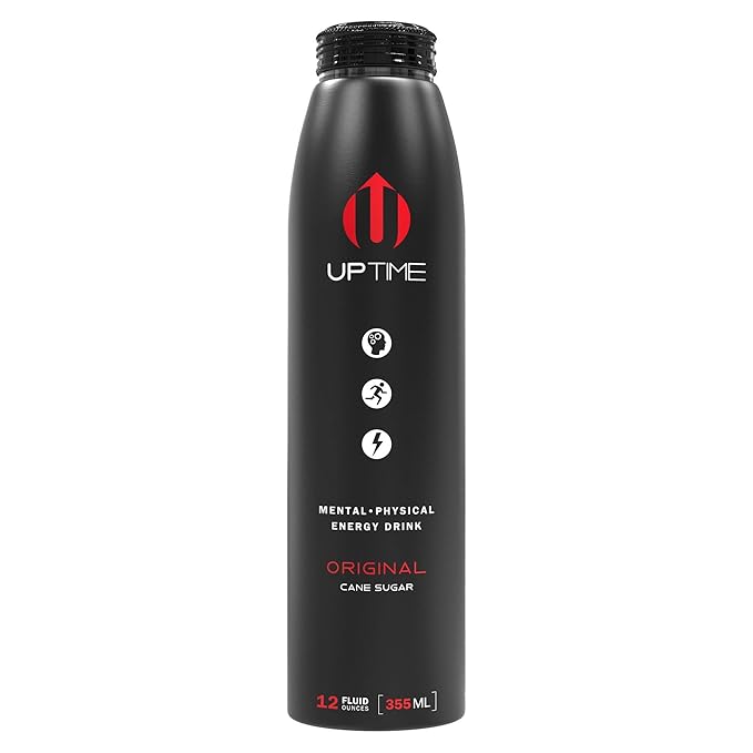 UPTIME Original Citrus Cane Sugar Natural Caffeine Sparkling Natural Flavors 12 oz Bottles (24 Pack)