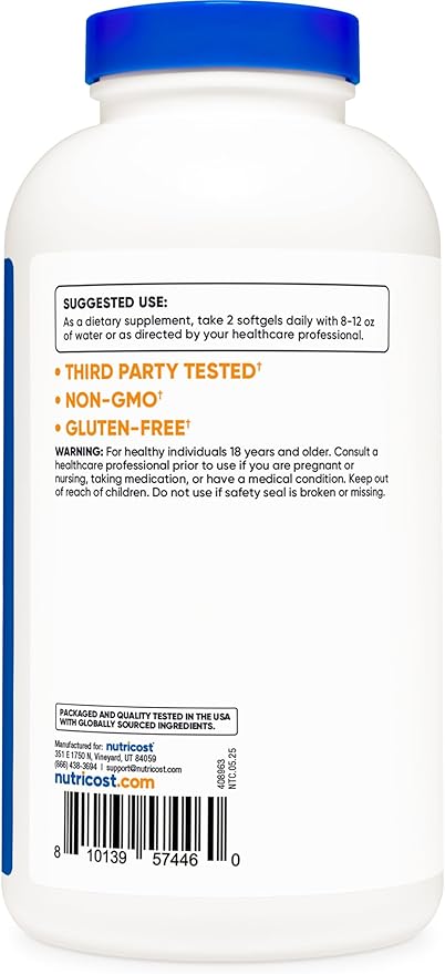Nutricost Beta Sitosterol 240 Softgels 500mg - GMO Free Gluten Free Supplement 120 Servings