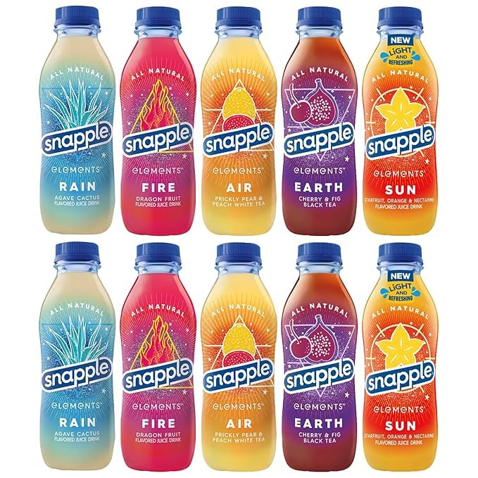 variety elements 5 Different Flavors Orange &amp Nectarine Cherry &amp Fig Black Tea Pear Peach White Tea Dragon Fruit Agav Tactus 16 fl oz recycled plastic bottle Pack of 17