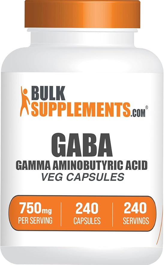 BulkSupplements.com Gamma Aminobutyric Acid Capsules - GABA Supplement GABA 750mg - Vegan &amp Gluten Free 1 Capsule per Serving 240 Count (Pack of 1)
