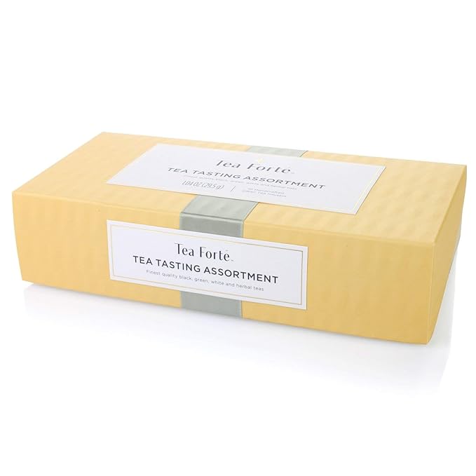 Tea Forte Premium Petite Presentation Box Gift Set Sampler 10 Count 2 of Each Blend Individually Wrapped Handcrafted Pyramid Infuser Bags Assorted Classic Tea