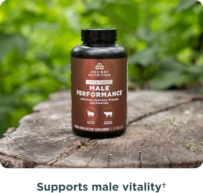 Ancient Nutrition Organ Supplements for Men Once Daily Grass-Fed and Wild Organ Complex Tablets Liver Prostate Pancreas Supports Male Performance Healthy Aging 30 Ct
