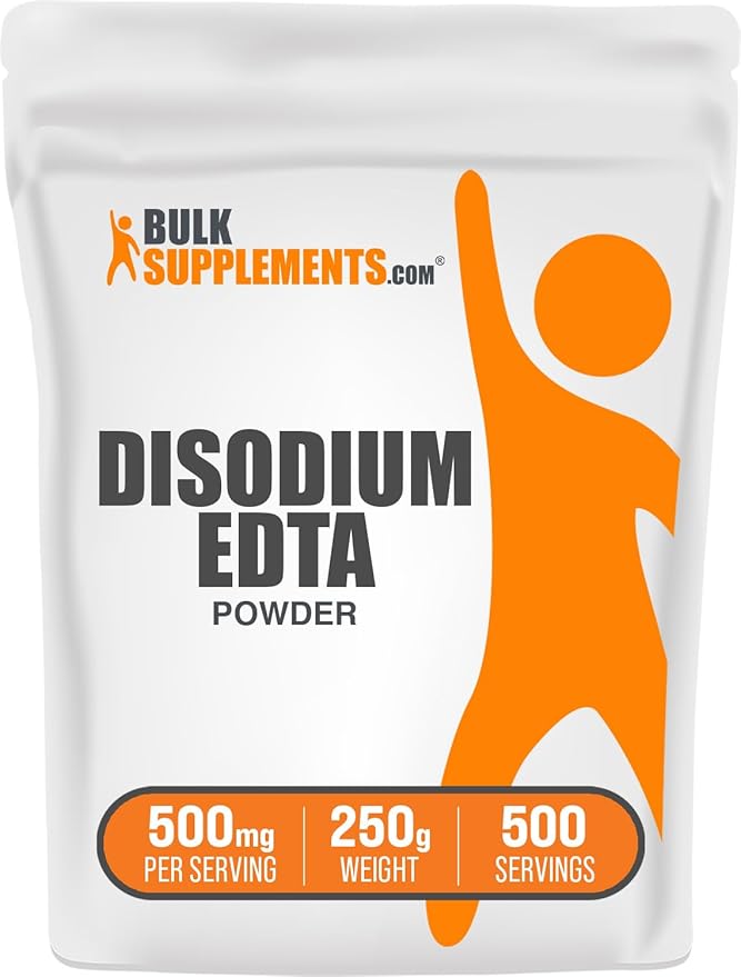 BulkSupplements.com Disodium EDTA Powder - EDTA Disodium Salt Food Additive - Food Grade Pure &amp Gluten Free 500mg per Serving 250g (8.8 oz) (Pack of 1)