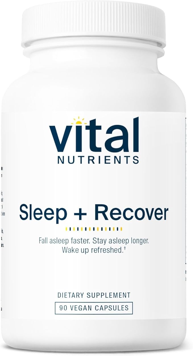Vital Nutrients Sleep + Recover - Vegan Supplement - Sleep Support - Melatonin Ashwagandha &amp L-Theanine - Gluten Dairy &amp Soy Free - 90 Capsules